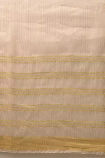 Off white woven silk blend ethnic saree with blouse piece