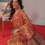 Yellow printed cotton blend ethnic saree with blouse piece
