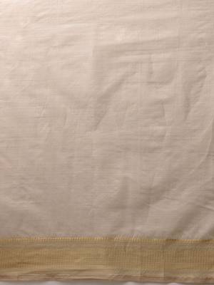 off white woven cotton blend saree with blouse 5