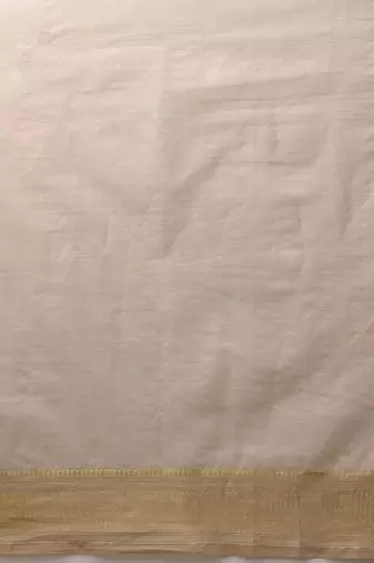 Off white woven cotton blend traditional saree with blouse piece