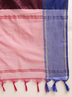 Maroon woven art silk traditional saree with blouse piece 5