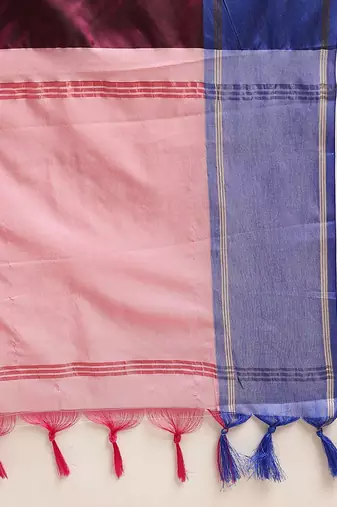 Maroon woven art silk traditional saree with blouse piece