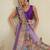 Purple printed cotton blend ethnic saree with blouse piece