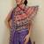 Purple printed cotton blend ethnic saree with blouse piece