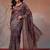 Purple printed cotton blend ethnic saree with blouse piece
