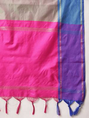 Multicolor woven art silk traditional saree with blouse piece 5