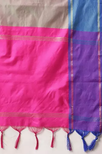 Multicolor woven art silk traditional saree with blouse piece