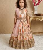 multi heavy fox georgette gown set with digital print work with embroidered sequnce work - designer party wear