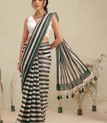 Multicolor printed cotton blend ethnic saree with blouse piece