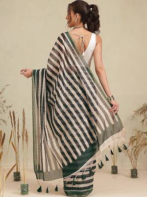 Multicolor printed cotton blend ethnic saree with blouse piece 2