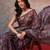 Purple printed cotton blend ethnic saree with blouse piece