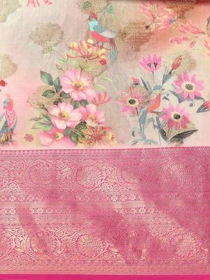 Multicolor printed art silk ethnic saree with blouse piece 3