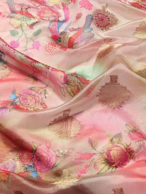 Multicolor printed art silk ethnic saree with blouse piece 5