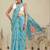 Blue printed polycotton casual wear saree with blouse piece