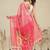 Red printed polycotton casual wear saree with blouse piece