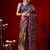 Peach printed cotton blend ethnic saree with blouse piece