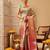 Pink printed silk blend ethnic saree with blouse piece