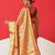 Golden woven silk blend ethnic saree with blouse piece