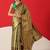 Golden woven silk blend ethnic saree with blouse piece