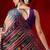 Peach printed cotton blend ethnic saree with blouse piece