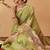 Olive printed silk cotton ethnic saree with blouse piece