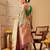 Green printed silk blend ethnic saree with blouse piece