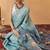 Blue printed silk cotton ethnic saree with blouse piece