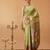 Olive printed silk cotton ethnic saree with blouse piece