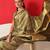 Golden woven silk blend ethnic saree with blouse piece