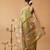 Olive printed silk cotton ethnic saree with blouse piece