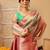 Pink printed silk blend ethnic saree with blouse piece