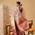 Lavender printed silk blend ethnic saree with blouse piece