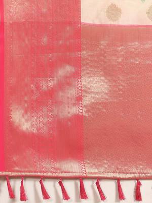 Pink printed art silk ethnic saree with blouse piece 5