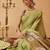 Olive printed silk cotton ethnic saree with blouse piece