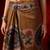 Peach printed cotton blend ethnic saree with blouse piece