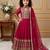 Dark pink heavy fox georgette gown set with embroidery sequence work - designer party wear