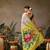 White printed silk blend ethnic saree with blouse piece