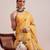 Yellow printed silk cotton ethnic saree with blouse piece