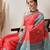 Red printed silk cotton ethnic saree with blouse piece