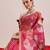 Pink printed silk cotton ethnic saree with blouse piece