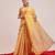 Yellow printed silk cotton ethnic saree with blouse piece