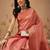 Pink woven tissue party wear saree with blouse piece