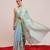 Blue printed silk cotton ethnic saree with blouse piece