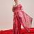 Pink printed silk cotton ethnic saree with blouse piece