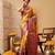 Mustard printed art silk ethnic saree with blouse piece