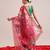 Pink printed silk cotton ethnic saree with blouse piece