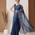 Blue printed silk cotton ethnic saree with blouse piece