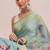 Blue printed silk cotton ethnic saree with blouse piece