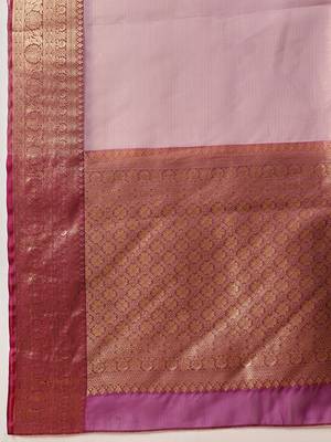 Lavender zari tissue traditional saree with blouse piece 4