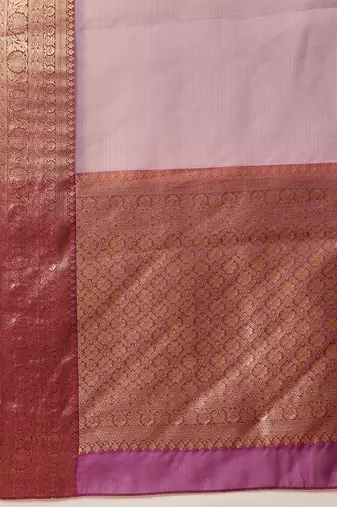 Lavender zari tissue traditional saree with blouse piece
